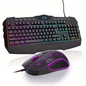 Gaming Keyboard and Mouse Combo, MageGee GK770 RGB Backlit Wired Gaming Keyboard with Multimedia Keys, Ergonomic Wrist Rest Computer Keyboard, 3200 DPI Gaming Mouse for Windows PC Gamers