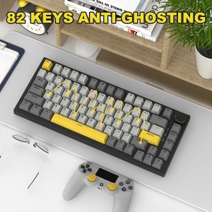 ATTACK SHARK Mechanical Keyboard 75% Custom Wired, RGB Backlit, PBT Keycaps, NKRO, Moon Yellow Linear Switch, with Knob, Gasket Design, for Win/Mac, Right-Handed, No Battery Included