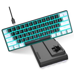 HXSJ-V900 Mechanical gaming keyboard with blue switch and ice blue backlight Small compact 61-key keyboard, portable 60% gaming keyboard for gamers