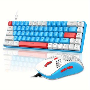 LexonElec 60% RGB Gaming Keyboard And Mouse Combo, Wired Mechanical Keyboard, 68 Keys TKL Compact Mini Layout, Honeycomb Gaming Mouse, For PC MAC PS5 (Blue)