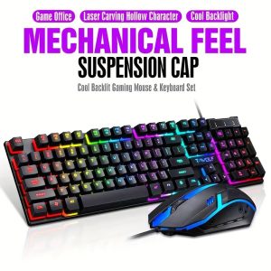 ROG Black Wired Gaming Keyboard and Mouse Set: USB/Rainbow Backlit Mechanical Keyboard and ROG Mouse for PC, PS4, PS5, Xbox - Ergonomic Design for Comfortable Gaming