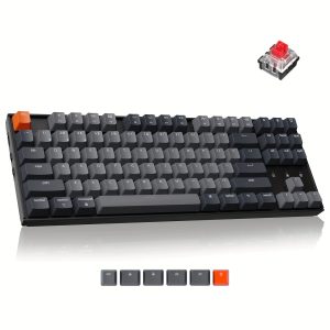 Keychron K8 Hot-swappable Wireless/Wired USB Mechanical Keyboard With Gateron G Pro Switch/White LED Backlight/N-Key Rollover, Tenkeyless 87-Key Computer Keyboard For Mac Windows