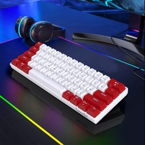 Snpurdiri 61 Keys Mechanical Wired 60% Mechanical Gaming Keyboard Red Axis Keys Portable Mini Keyboard For Windows Laptop Mac-Red White