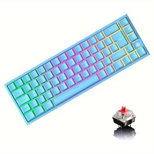 60% Mechanical Gaming Keyboard, RGB Chroma Backlit Ultra Compact Mini Mechanical Keyboard, Red Switches 68-Key Full Key Anti-Ghosting, For PC, MAC, PS4 Gamers And Office Typists (Blue)